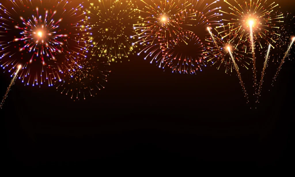 chiens et feux d'artifices